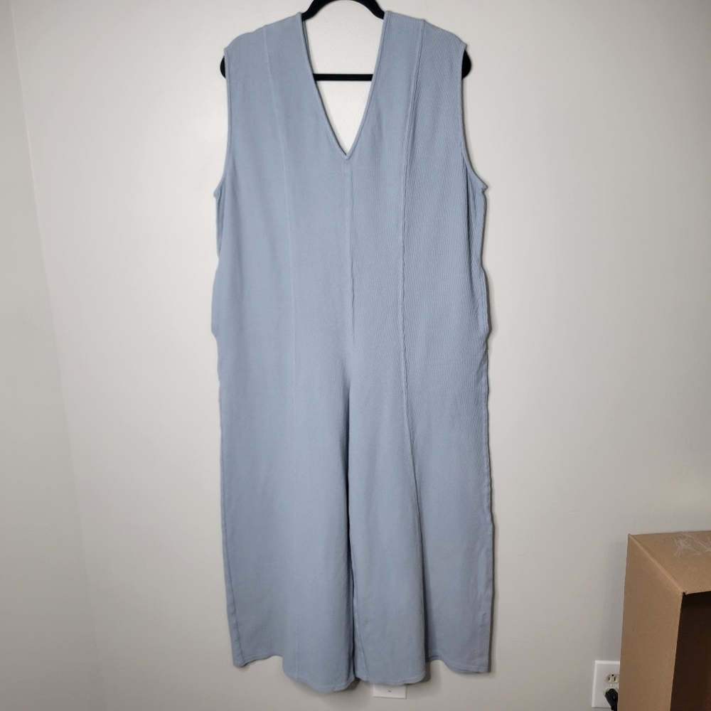 Free People Light Blue Sleeveless V-Neck Jumpsuit